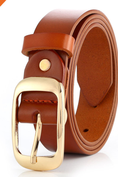 Women's 1.18"Width Premium Solid Color Slim Belt Cowhide Leather Belt