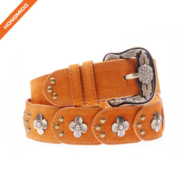 Women Leather Belt For Pants Dress Jeans Suede Waist Belt With Brushed Alloy Buckle