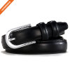 Split Leather Skinny Women Belt Thin Waist Belts for Dresses Up to 33"with Interlocking Buckle