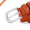 Split Leather Skinny Women Belt Thin Waist Belts for Dresses Up to 33"with Interlocking Buckle