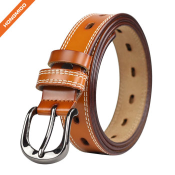 Lady Genuine Cowhide Leather Belts Apparel Belt for Women Custom Fit Buckle Waist Belt
