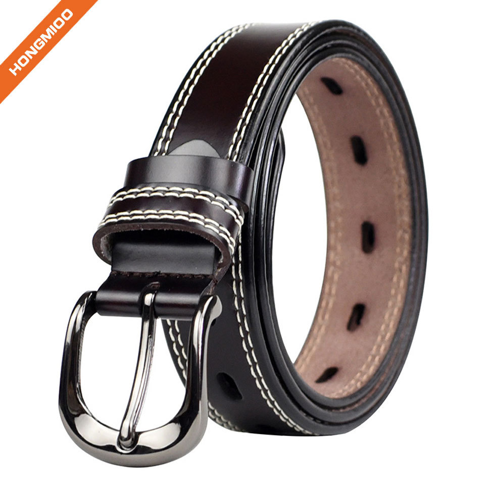Women's Casual Skinny Jean Belt with Single Prong Buckl... side