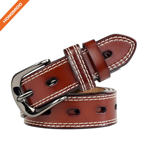 Lady Genuine Cowhide Leather Belts Apparel Belt for Women Custom Fit Buckle Waist Belt