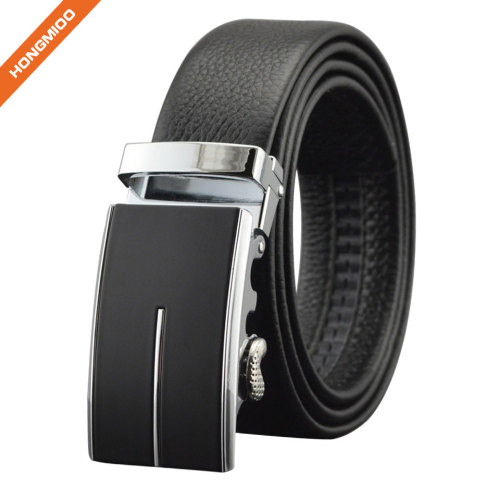 Men's Black Zinc Alloy Ratchet Genuine Leather Belts