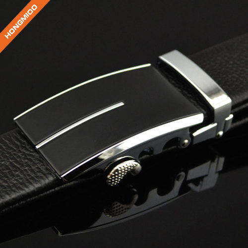 Men's Black Zinc Alloy Ratchet Genuine Leather Belts