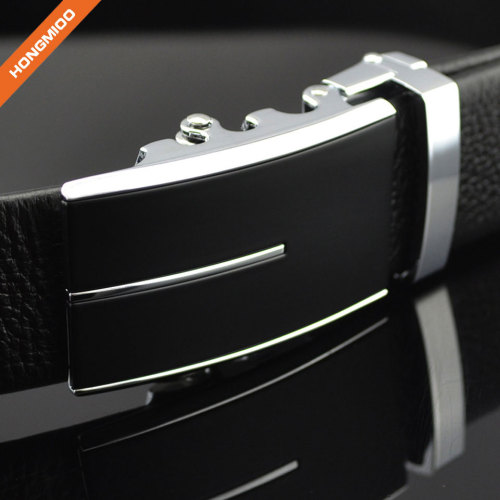 Men's Black Zinc Alloy Ratchet Genuine Leather Belts