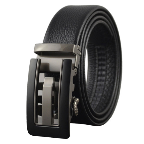 Mens Square Big Buckle Formal Ratchet Belt With Teeth