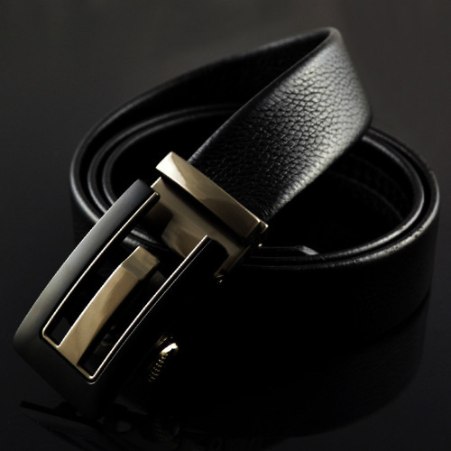 Mens Square Big Buckle Formal Ratchet Belt With Teeth