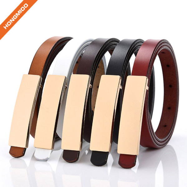 Women PU Skinny Leather Belt Women's Dressy Brown Snake Skin Textured Leather Belt