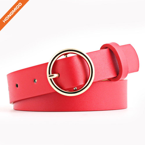Women's Golden O Shape Pin Buckle Imitation Leather Belt