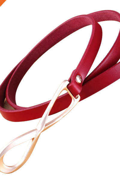 Pink Color Women's Leather Belt For Leisure Dress