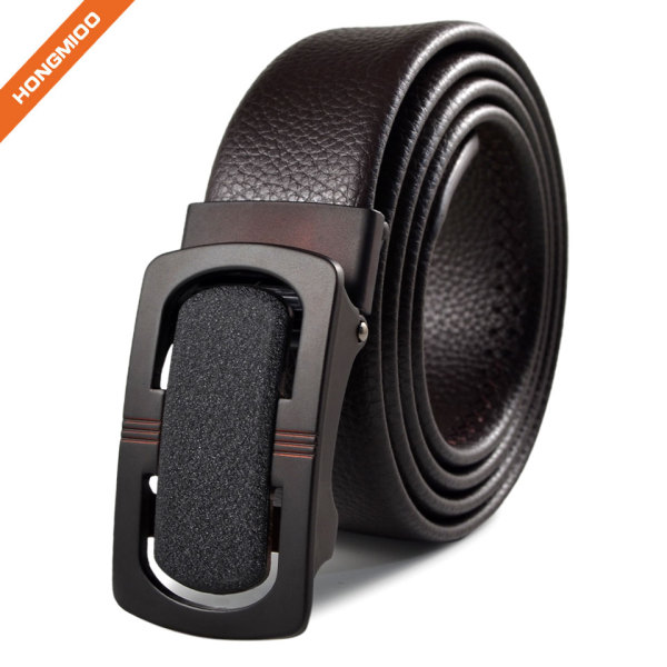 3.5cm Wide Faux Leather Belt with Nickel Auto Lock Ratchet Buckle