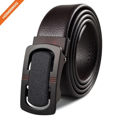 3.5cm Wide Faux Leather Belt with Nickel Auto Lock Ratchet Buckle