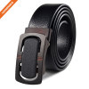 3.5cm Wide Faux Leather Belt with Nickel Auto Lock Ratchet Buckle