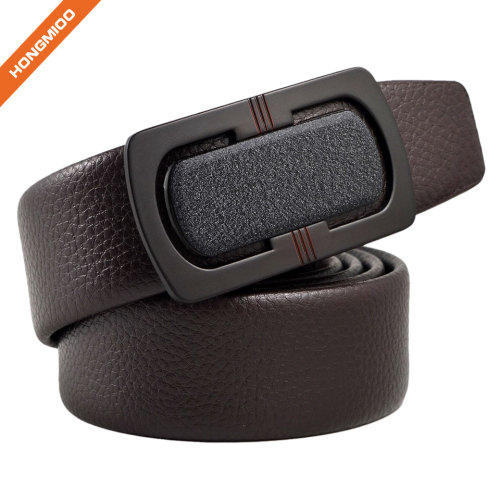 3.5cm Wide Faux Leather Belt with Nickel Auto Lock Ratchet Buckle