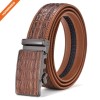 Crocodile Leather Embossed Belt PU Leather Ratchet Buckle Waist Belt