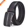 Men's Imitation Leather Ratchet Dress Belt with Automatic Slide Buckle