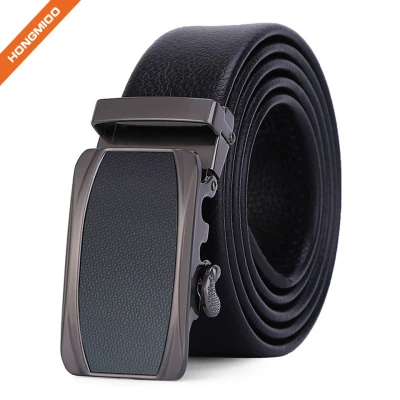 Mens Adjustable 35mm Wide Faux Leather Belt Automatic Buckle Accessory Strap