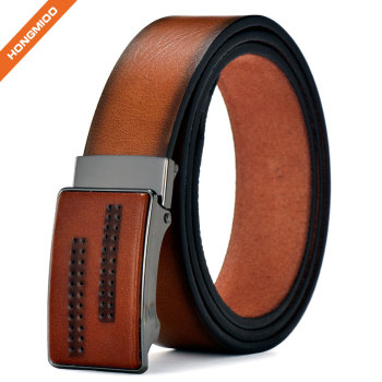 Men's Fashion Faux Leather Automatic Buckle Waist Strap Belt Gift Business Waistband