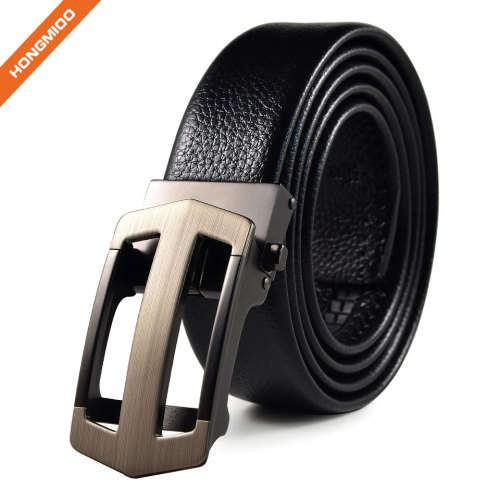 Hollow Design Alloy Click Ratchet Buckle Belt Mens Dress PU Leather Waistband Belt