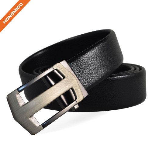 Hollow Design Alloy Click Ratchet Buckle Belt Mens Dress PU Leather Waistband Belt