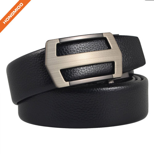 Hollow Design Alloy Click Ratchet Buckle Belt Mens Dress PU Leather Waistband Belt