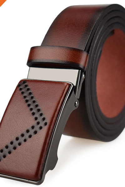 Removable Automatic Buckle Belt Men Custom Artificial Leather Waist Belt