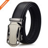 Men Faux Leather Belt With Automatic Metal Buckle Slide Ratchet Belt