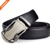 Men Faux Leather Belt With Automatic Metal Buckle Slide Ratchet Belt