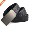 Embossed Pattern PU Leather Strap Adjustable Click Belt with Automatic Sliding Buckle