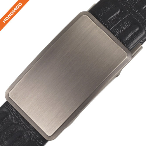 Embossed Pattern PU Leather Strap Adjustable Click Belt with Automatic Sliding Buckle