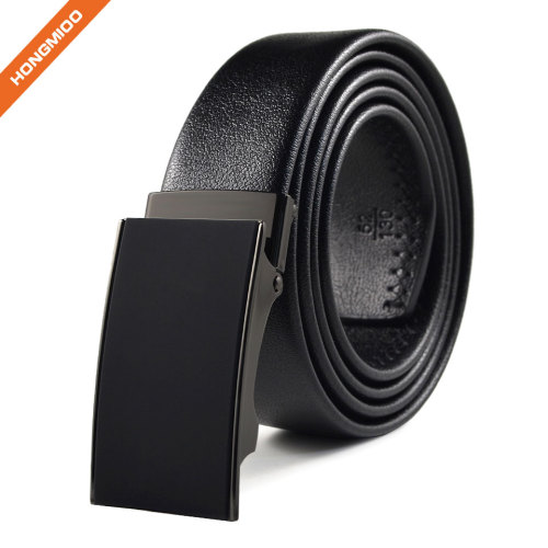 Click Buckle Belts Men's Faux Leather Ratchet Belt Black With Black Strap