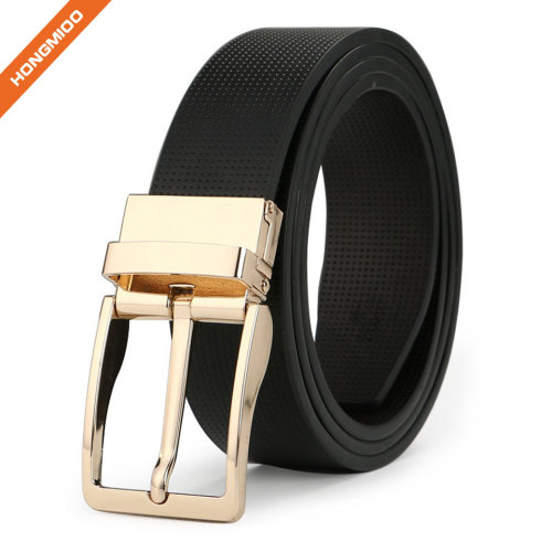 3.3cm White Full Grain Leather Reversible Buckle Belt For Male