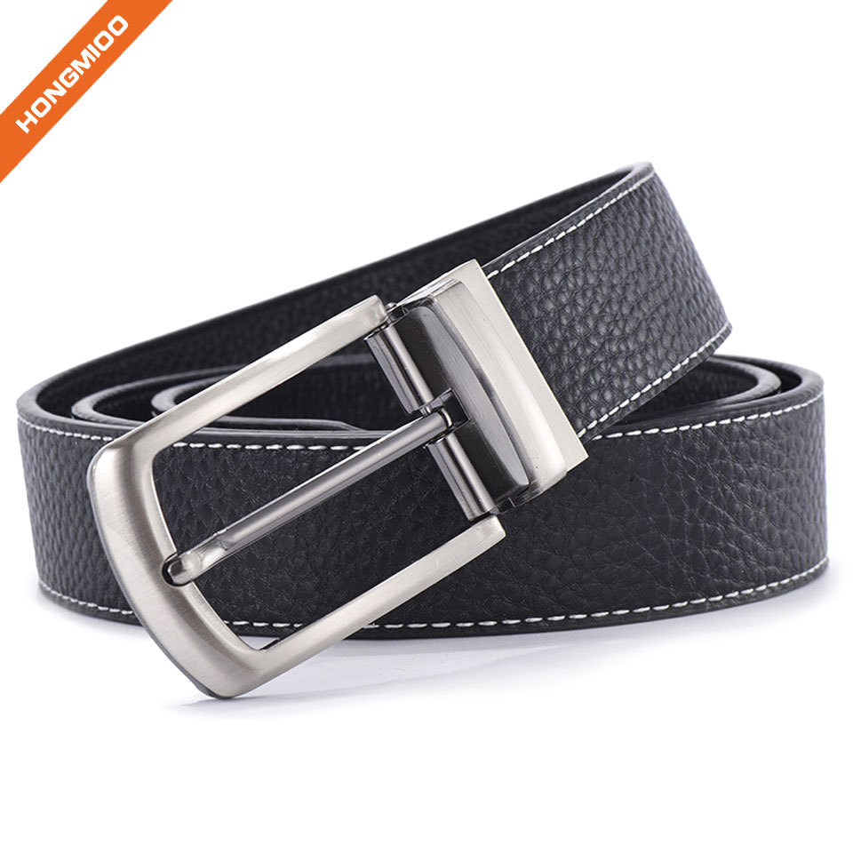 Black Reversible Pin Buckle Full Grain Leather With Stitches | Other ...