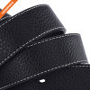 Black Reversible Pin Buckle Full Grain Leather With Stitches