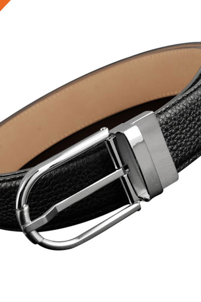 Fashion Silver Brass Reversible Pin Buckle Belt For Men