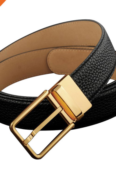 Men Full Grain Leather Brass Buckle Belt Custom Logo