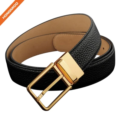 Men Full Grain Leather Brass Buckle Belt Custom Logo