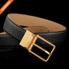 Men Full Grain Leather Brass Buckle Belt Custom Logo