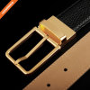 Men Full Grain Leather Brass Buckle Belt Custom Logo