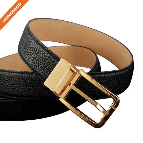 Top Grain Leather Reversible Rotated Buckle Belt For Dress