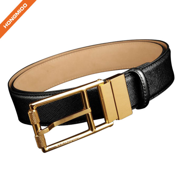 Fashion Men Shinny Brass Reversible Belt Dress