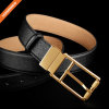 Fashion Men Shinny Brass Reversible Belt Dress