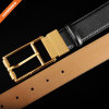 Fashion Men Shinny Brass Reversible Belt Dress