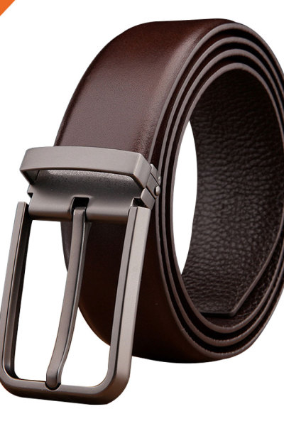 Business Men Top Grain Leather Reversible Buckle Belt