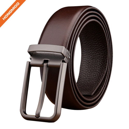 Business Men Top Grain Leather Reversible Buckle Belt