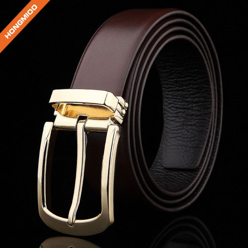 Business Men Top Grain Leather Reversible Buckle Belt