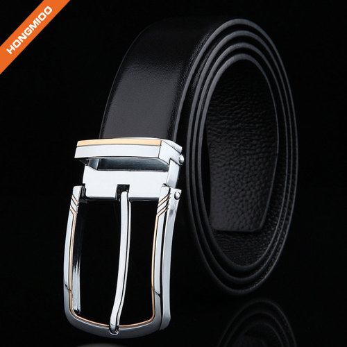 Business Men Top Grain Leather Reversible Buckle Belt