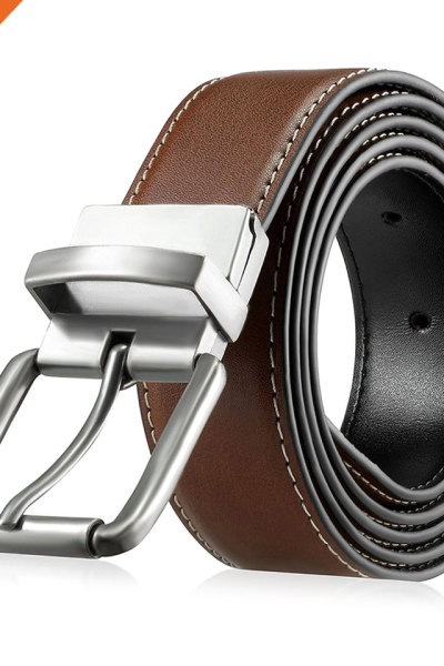 Men's Elegant Nickle Buckle Full Grain Leather Belt