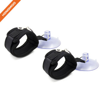 Imitation Leather Handcuffs Adjustable Soft Wrist Cuffs With Suction Cup
